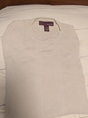 Merona Men's Cream Ribbed Crewneck Sweater 70% Silk 30% Cotton